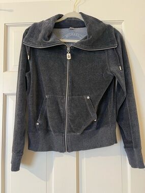 Michael Kors Women’s Grey Velour Zip Up Track Jacket Sweatshirt Size Small